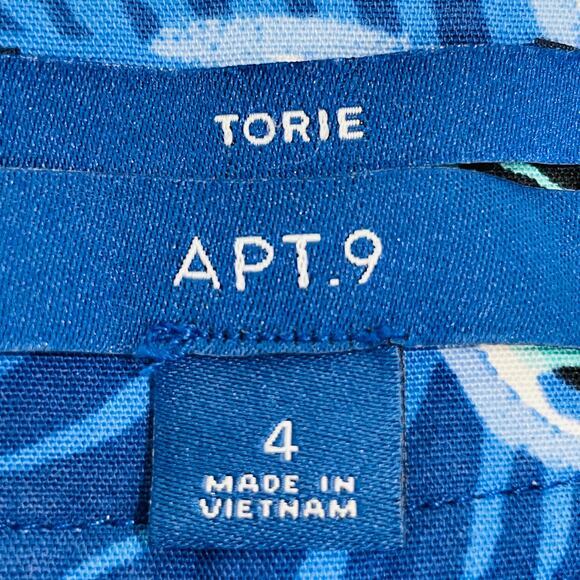 APT 9 Torie Blue White Green Floral Cotton Pockets Cuffed Mid-rise Shorts 4 - Picture 9 of 13